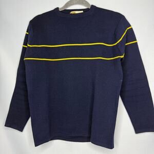 Vintage White Stag Navy Yellow Stripe Diamond Knit Sweater Hong Kong 70s 80s